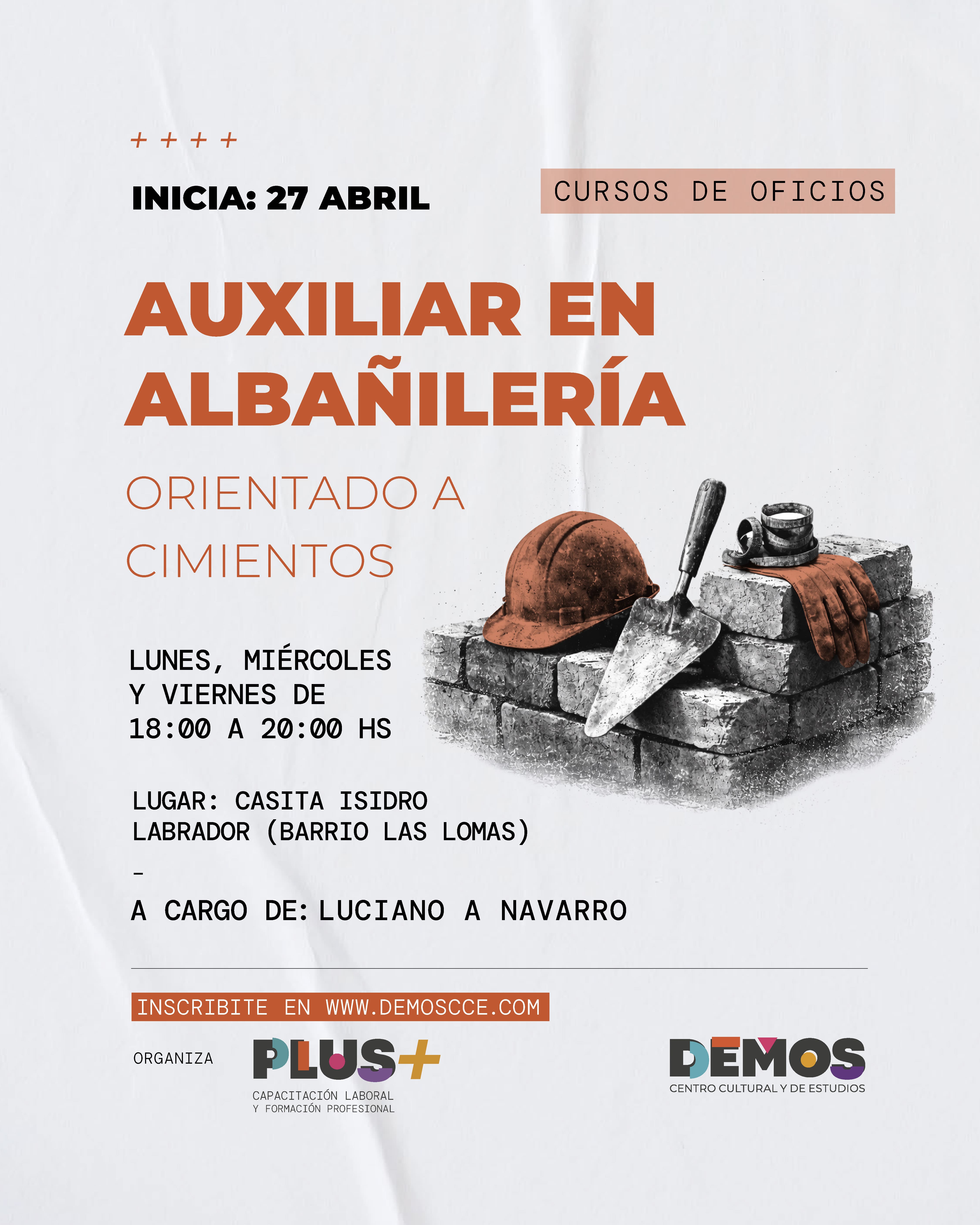 Curso de Oficios | Auxiliar en Albañilería